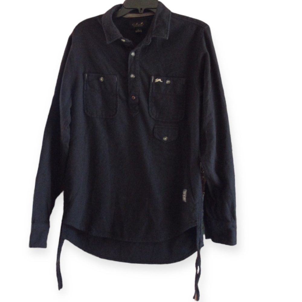 A. Tiziano Long Sleeve Utility Shirt – Black – Men’s Medium – Cotton